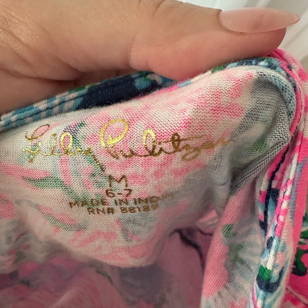 Lilly Pulitzer girls Vibrant Pink and Blue Floral Dress - Picture 2 of 2